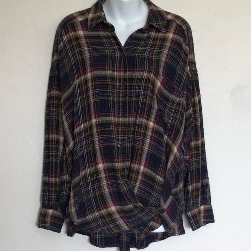 Free People Hidden Valley Plaid Button Front Shirt We The Free - Picture 3 of 16